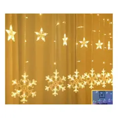 GENERICO - LUCES NAVIDEÑAS CON ESTRELLAS Y COPOS DE NIEVE