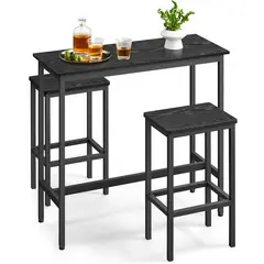 GENERICO - Juego Mesa de bar o cocina y 2 bancos negro