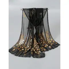 KAST PE - Chal Bufanda Lilith Negro con detalles Dorados para fiesta