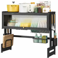 GENERICO - Escurridor de Platos 65cm Acero Inoxidable de Fregadero Cocina y Tapa