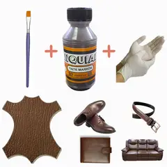 GENERICO - Tinte cuero marrón renovar zapatillas cartera correa mueble kit 3 en1