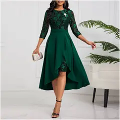 RINODERINA - Vestido Largo Elegante Encaje Moda Mujer