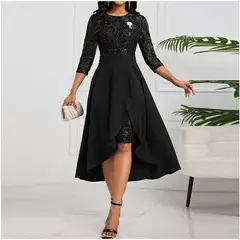 RINODERINA - Vestido Largo Elegante Encaje Moda Mujer
