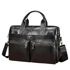 BULLCAPTAIN - - Maletín de Cuero GWB-056-BK - Negro