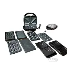 GENERICO - Sandwichera Moderna 8 en 1 de Color Negro Y+Papel de Regalo