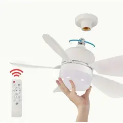 GENERICO - Ventilador de techo inteligente con luz, 3 velocidades, control remoto, iluminación LED, múltiples temperaturas de color, para uso doméstico, montaje empotrado de 16 "