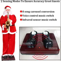 GENERICO - Papá Noel Con Movimiento al sensor Musical Adorno Navideño