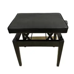 GENERICO - BANQUETA DE BASE DE MADERA AJUSTABLE, CON COJIN NEGRO MATE