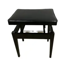 GENERICO - BANQUETA DE BASE DE MADERA AJUSTABLE, CON COJIN NEGRO MATE