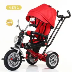 GENERICO - Triciclo Reclinable y Giratorio 4 en 1 Rojo para Niños