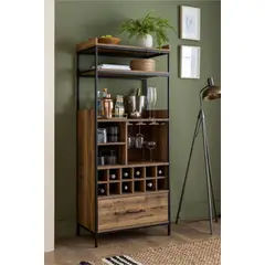 TU MESITA - Mueble Alto de Bar Color Marrón 1 cajón
