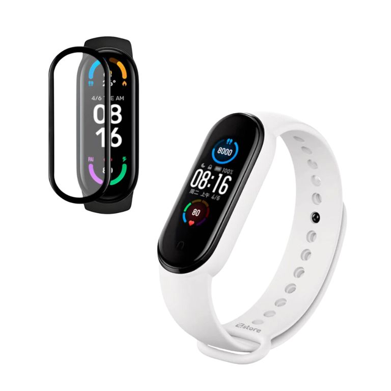 Pack correa blanco + mica de vidrio para MI Band 5