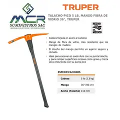 TRUPER - PICO O TALACHO DE 5 LB CON MANGO FIBRA DE VIDRIO 36"