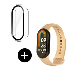 GENERICO - Pack case protector + correa beige para MI Band 8