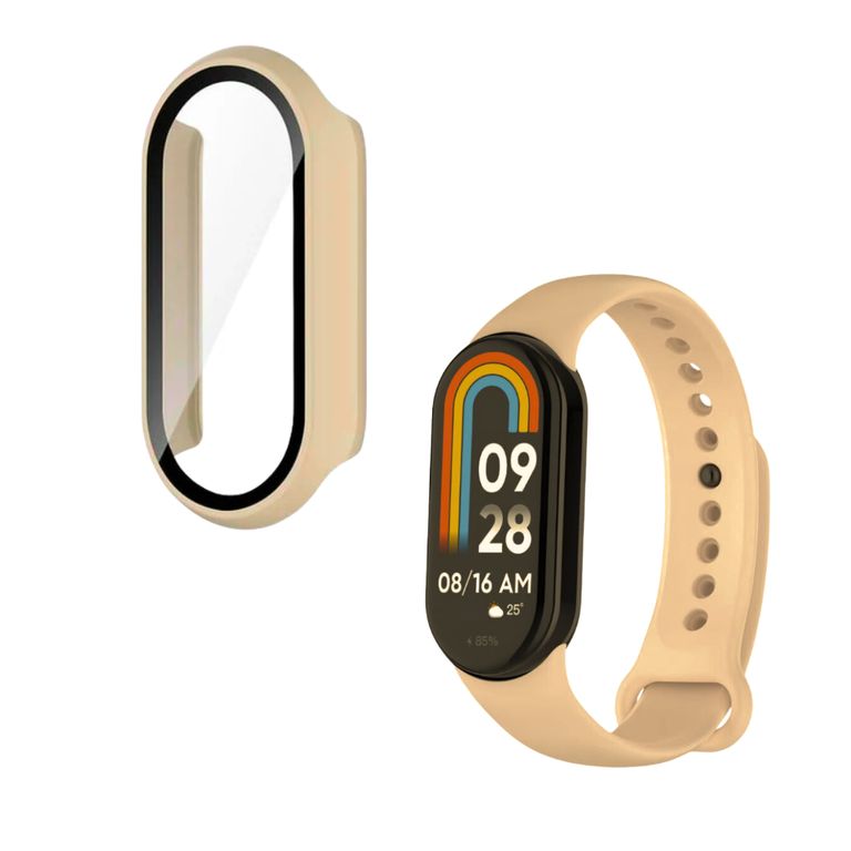 Pack case protector beige + correa beige para MI Band 8