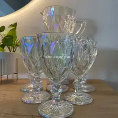 GENERICO - Pack de 6 Copas + Jarra 1.1 L Labrada vidrio Tornasol- Premium