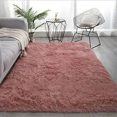 GENERICO - Alfombra Rectangular peluche pelo largo 1.60 x 2.00m Palo Rosa