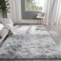 GENERICO - Alfombra Rectangular peluche pelo largo 1.60 x 2.00m Plata