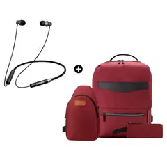 LENOVO - Audifono HE05 BT+Mochila 3en1 Porta Laptop Usb 4.0 Rojo