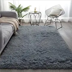 GENERICO - Alfombra Rectangular peluche pelo largo 1.60 x 2.00m Gris