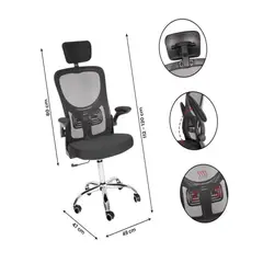 GENERICO - SILLA DE OFICINA CON BRAZOS Y CUELLO AJUSTABLE color negro