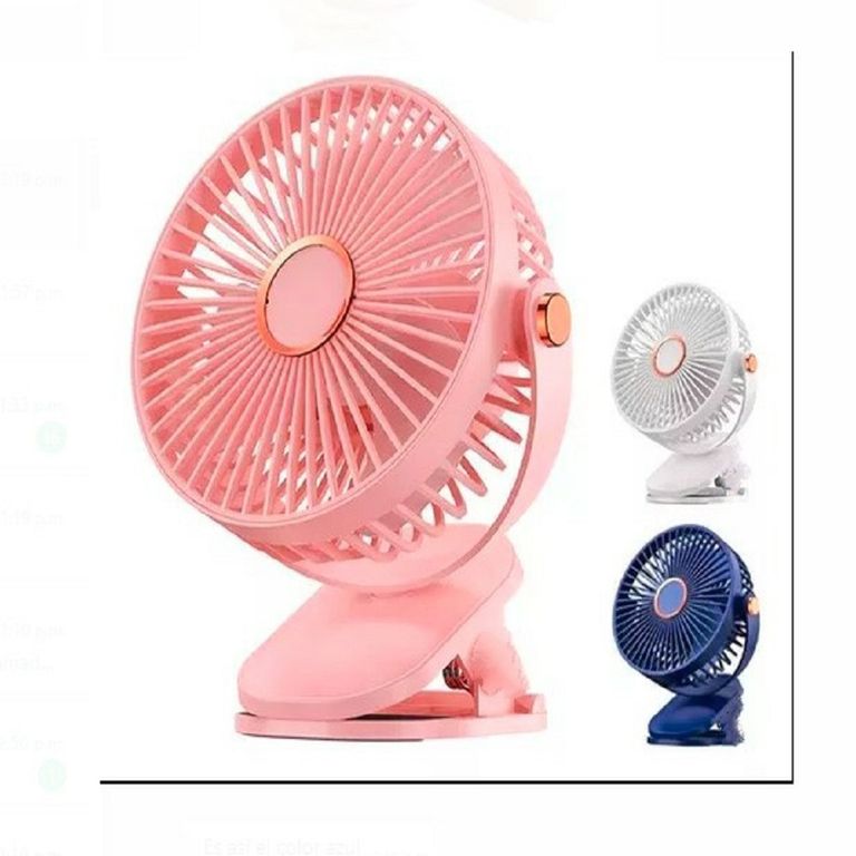 Ventilador Recargable con Clip, Ajuste 5 velocidades Giratorio 360