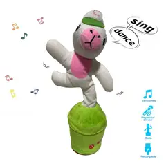 GENERICO - Capibara Bailarin Recargable Repite Palabras Musical Blanco