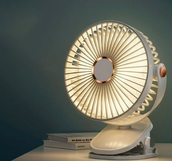 Ventilador Recargable con Clip, Ajuste 5 velocidades Giratorio 360