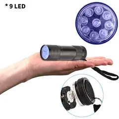 GENERICO - Detector de billetes falsos Linterna de Luz Negra Ultravioleta UV 9 LED de 395-400 nm PORTATIL
