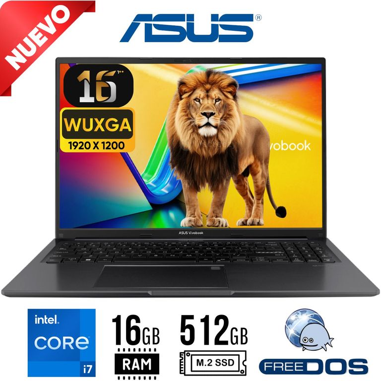 Laptop Vivobook 16 16" WUXGA IPS Intel Core i7-13620H Ram 16GB SSD 512GB FreeDos