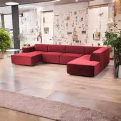 AMOBLART - SECCIONAL PANORAMICO LUJO 5 PIEZAS COLOR ROJO