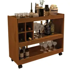 TU MESITA - Mueble Bar con ruedas Praga color Marrón claro