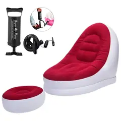 GENERICO - SOFA INFLABLE PORTATIL PREMIUM CON POSAPIES ROJO