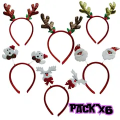 GENERICO - DIADEMAS VINCHA LAZO NAVIDEÑO 6 UNIDADES