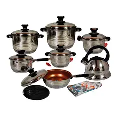 GENERICO - Set de Ollas SUPREMA 14 Piezas SU-TC020-14PC Tapas de Acero Negro