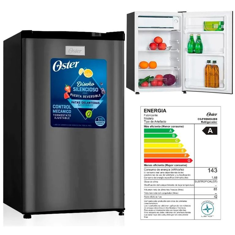 Frigobar Inox Negro OS-PMBME92BB 85L