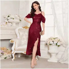 RINODERINA - Vestido Largo Elegante Lujo Noche Moda Mujer