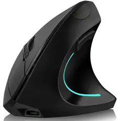 SEISA - Mouse inalambrico recargable Ergonomico Vertical 2.4Ghz, USB 3.0