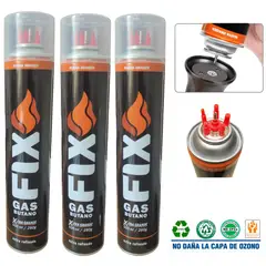 FIX - 3 Gas Butano Ultra Refinado Recarga Todo Tipo Encendedores soplete