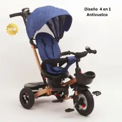 GENERICO - Triciclo para Niños Giratorio 4 en 1 Golden Blue