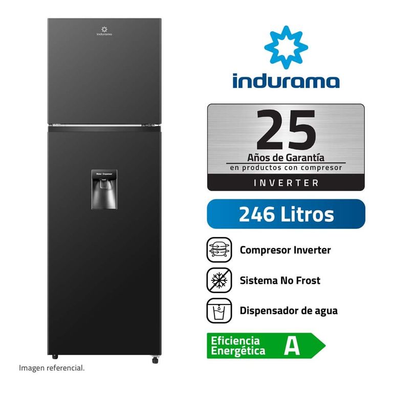 REFRIGERADORA TOP FREEZER NO FROST RI-389DNI 246 LITROS NEGRO