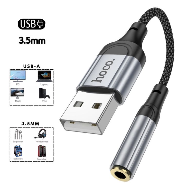 Cable Adaptador Convertidor De Audio Digital USB a 3,5 mm LS36