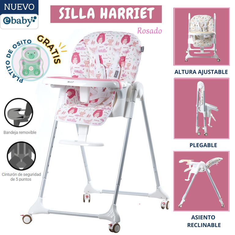 Silla de comer para bebé Harriet Bosque Rosado