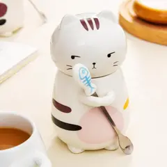 GENERICO - Taza Mug Gato 3D con Tapa y Cucharita – 400 ml