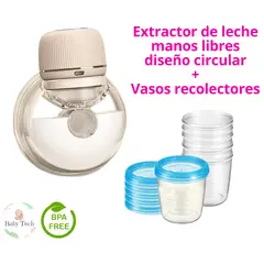 GENERICO - Extractor de Leche Manos Libres Diseño Circular Vasos