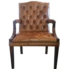 DMUEBLES - DM Silla con posabrazos Alessandro Cuero Procesado - Marrón