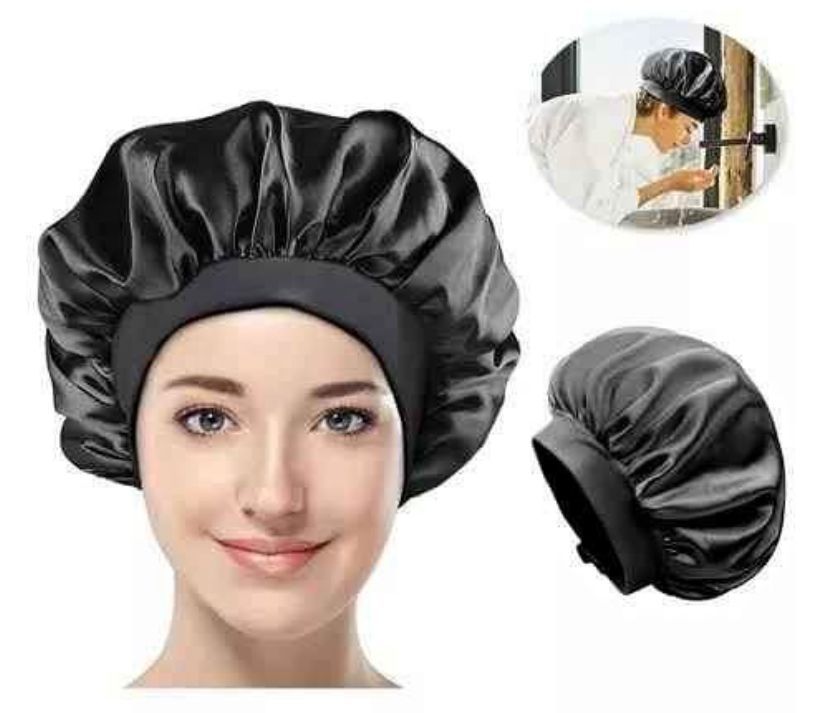 GORRO SATIN PARA DORMIR CABELLO LISO Y RIZADO EVITA ENREDOS NEGRO