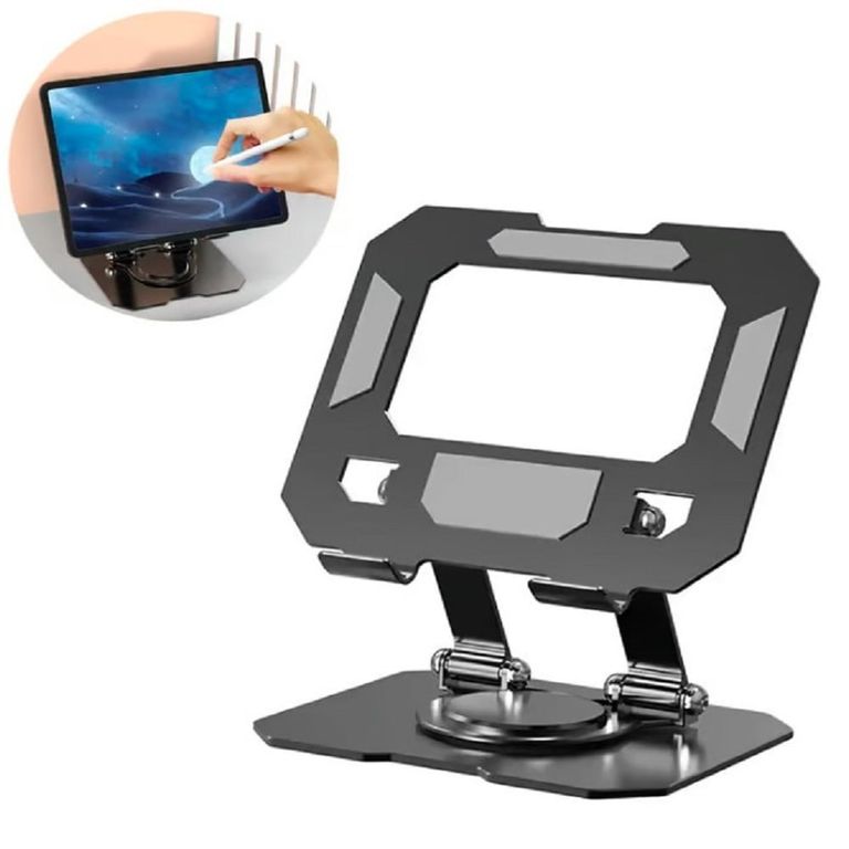 Soporte Aluminio Premium Para Tablets IPads Cel Hasta 12" Rotación 360