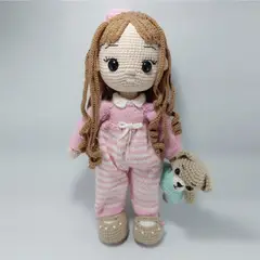 GENERICO - Muñeca amigurumi con osito 34cm Peluche Adorno