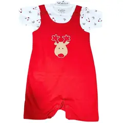 GENERICO - Conjunto Overol De Algodón Rojo Más Polo Talla 6